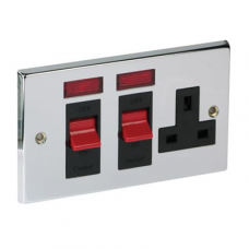 COOKER SOCKET 45AMP WITH NEON SATIN CHROME