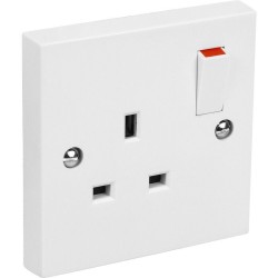 AXIOM CED 1 GANG 13A SINGLE SWITCHED SOCKET DOUBLE POLE WHITE PLASTIC