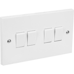 CED AXIOM 4 GANG  WHITE PLASTIC LIGHT SWITCH 10 AMP
