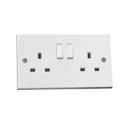 13A Double Switched Electric Socket Wall 2 Gang White  Wall Socket  220V